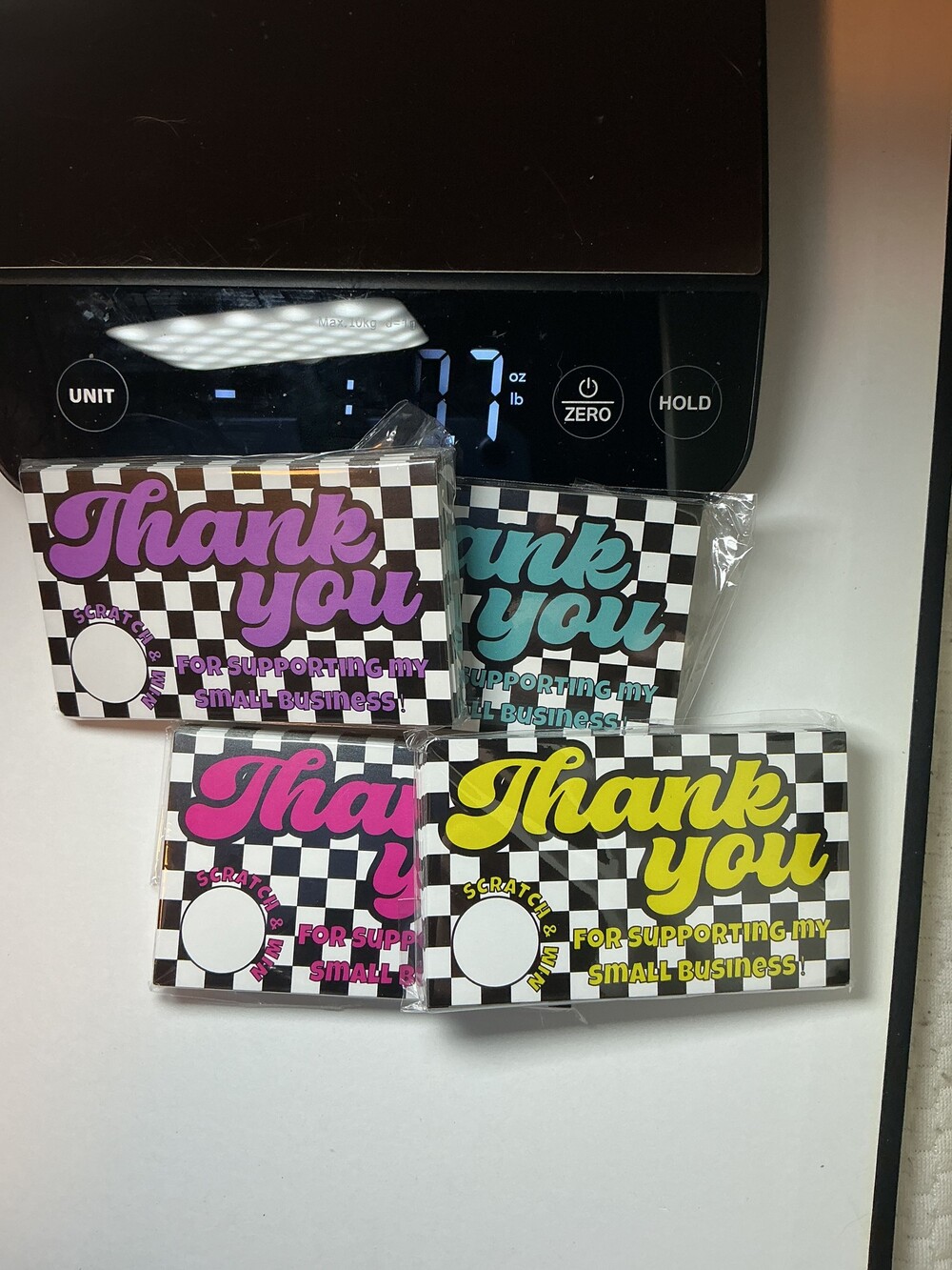★ 24 Scratch & Win Thank You Cards Small Business Inserts Choice of Color - Red